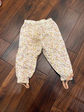 Pehr Floral Elastic Waist Joggers - White with Pink & Yellow Floral